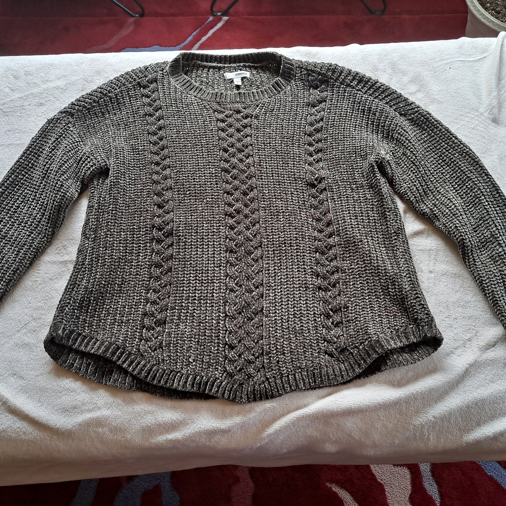 Sonoma Green Crew Neck Sweater with Textured Knit